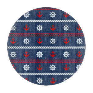 Red White And Blue Ocean Pattern Cutting Board