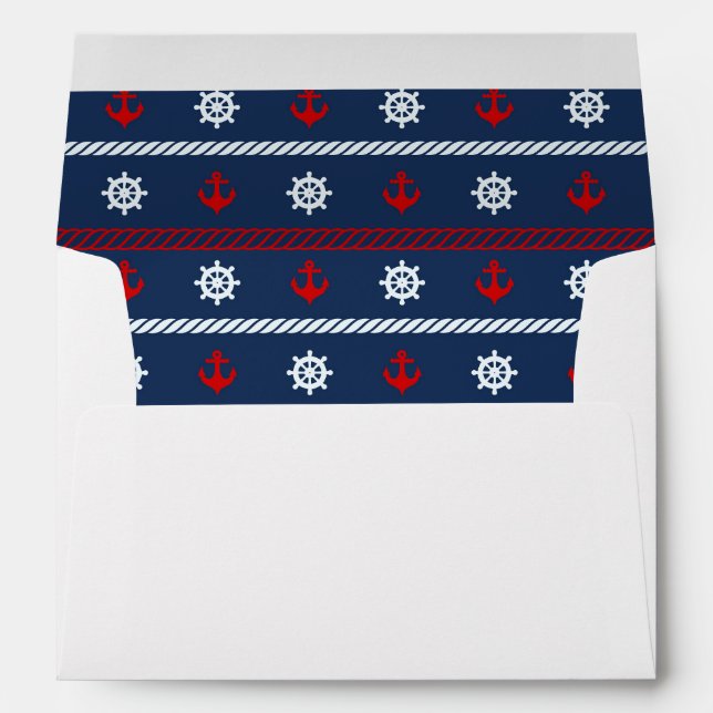 Red White And Blue Ocean Pattern Envelope (Back (Bottom))
