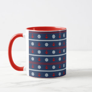 Red White And Blue Ocean Pattern Mug