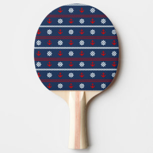 Red White And Blue Ocean Pattern Ping Pong Paddle