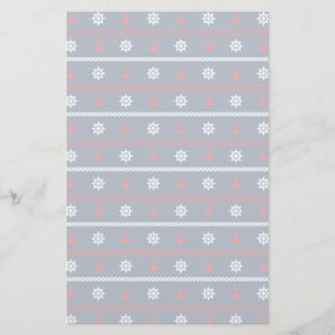 Red White And Blue Ocean Pattern Stationery