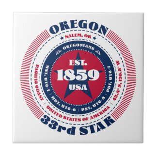 Red, White, and Blue Oregon Ceramic Tile