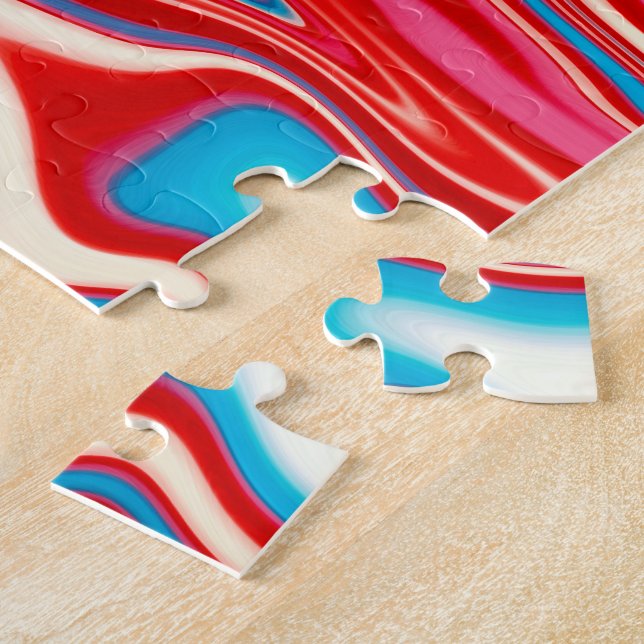 Red White and Blue Paint Pouring Jigsaw Puzzle (Side)