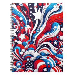 Red, White and Blue Patriotic Abstract US Flag Notebook