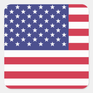 Red White and Blue Patriotic American Flag Square Sticker