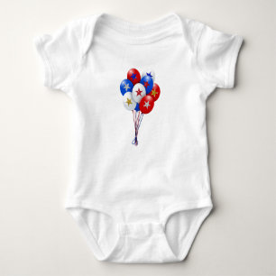 Red White and Blue Patriotic Balloons Cute Baby Bodysuit
