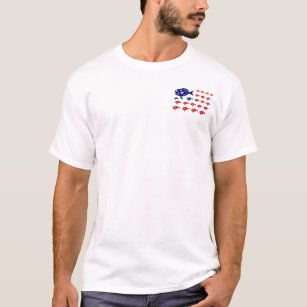 red white and blue PATRIOTIC FISH flag T-Shirt