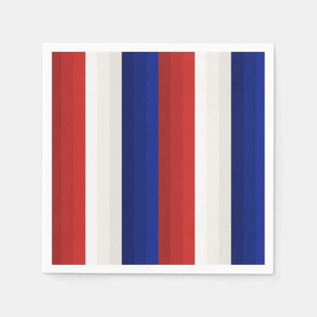 Red White and Blue Patriotic Gradient Stripes Napkin (Front)