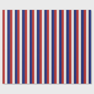 Red White and Blue Patriotic Gradient Stripes Wrapping Paper
