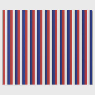 Red White and Blue Patriotic Gradient Stripes Wrapping Paper