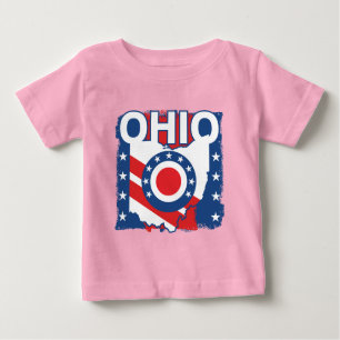 Red White and Blue Patriotic Grunge Ohio Baby T-Shirt
