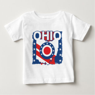 Red White and Blue Patriotic Grunge Ohio Baby T-Shirt