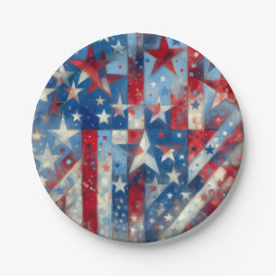 Red, White and Blue Patriotic Independence Day Paper Plate