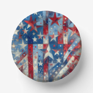 Red, White and Blue Patriotic Independence Day Paper Plate
