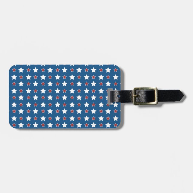 Red White and Blue Patriotic Stars Luggage Tag (Front Horizontal)