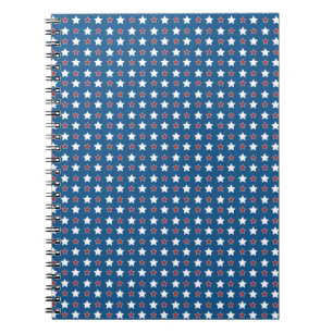 Red White and Blue Patriotic Stars Spiral Notebook