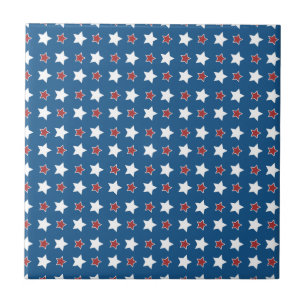 Red White and Blue Patriotic Stars Tile
