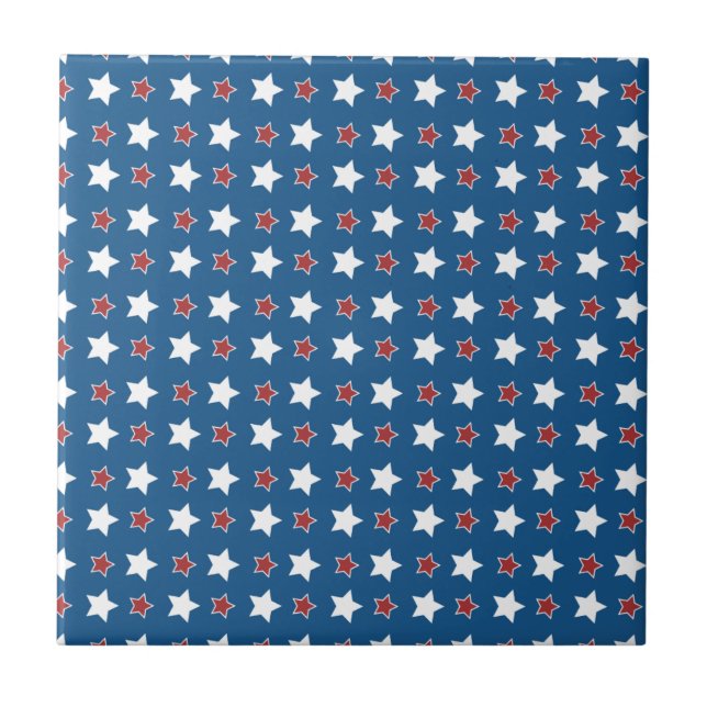 Red White and Blue Patriotic Stars Tile (Front)