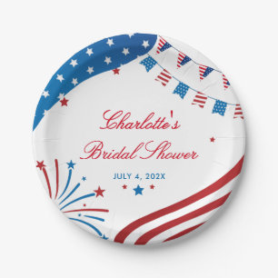 Red White and Blue Patriotic Summer Bridal Shower Paper Plate