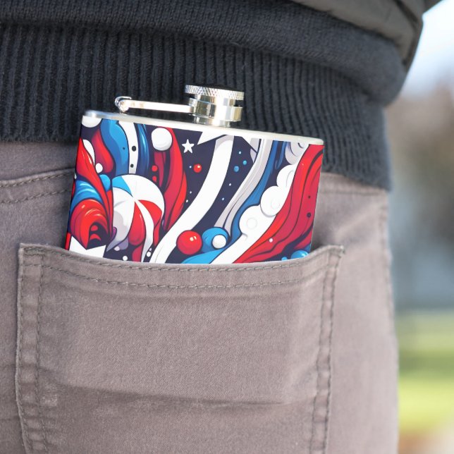 Red, White and Blue Patriotic US Flag   Hip Flask (In Situ)