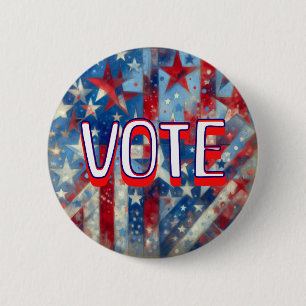 Red, White and Blue Patriotic Vote  6 Cm Round Badge