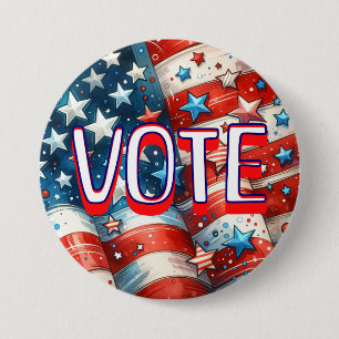 Red, White and Blue Patriotic Vote  7.5 Cm Round Badge