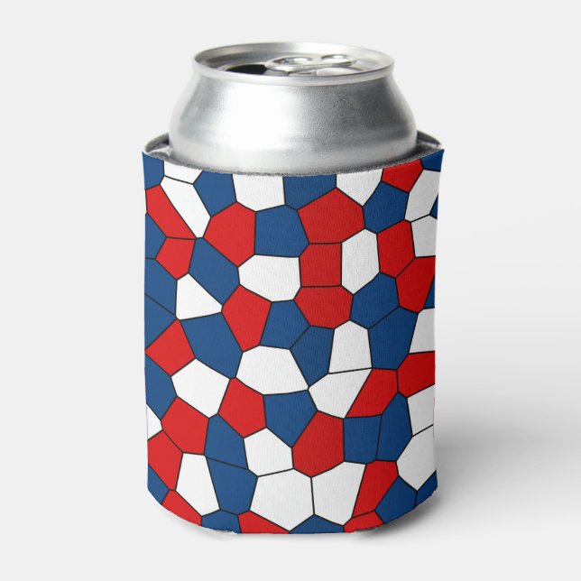 Red, White and Blue Pattern Can Cooler (Can Front)