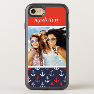 Red White And Blue Pattern   Your Photo & Name OtterBox Symmetry iPhone 8/7 Case