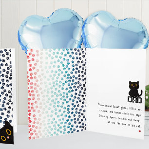 Red White and Blue Paws Funny Black Cat Dad Card