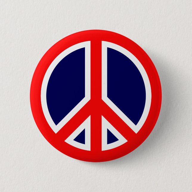 Red, White, and Blue Peace Sign 6 Cm Round Badge (Front)