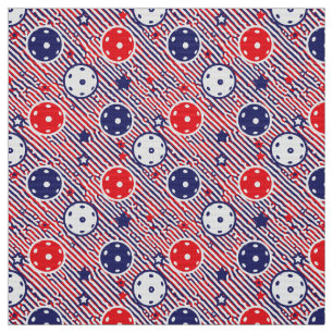 Red, white and blue pickleballs fabric
