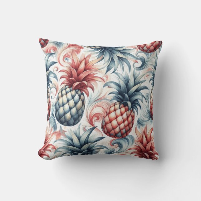 Red, White and Blue Pineapples Cushion (Front)