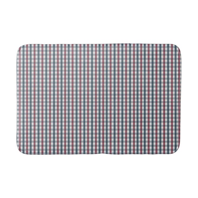 Red, white and blue plaid bath mat (Front)