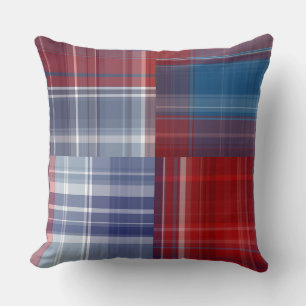 Red White and Blue Plaid Cushion