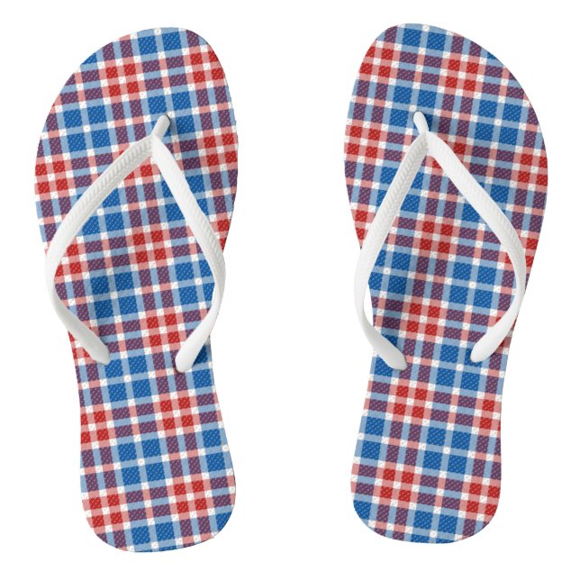 Red White and Blue Plaid Jandals (Footbed)