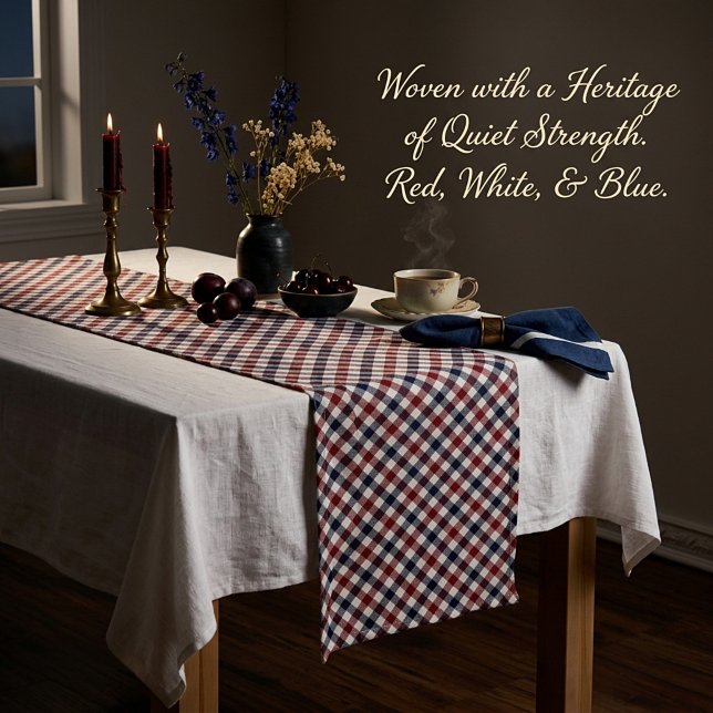 Red white and blue plaid medium table runner (Creator Uploaded)