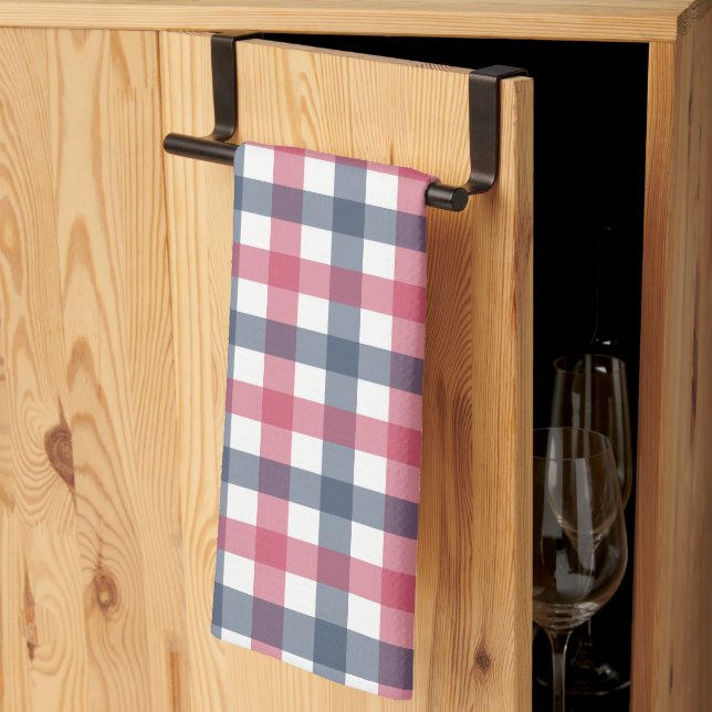 Red White and Blue Plaid Tea Towel (Thirds Fold)