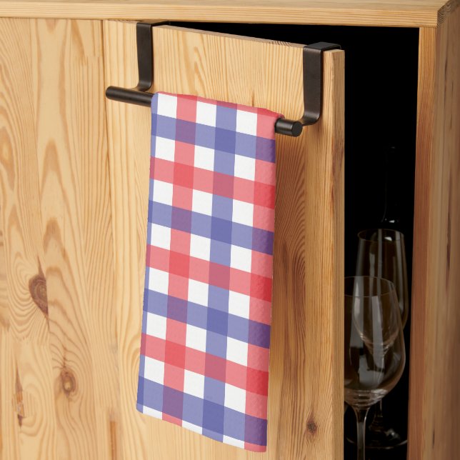 Red White and Blue Plaid Tea Towel (Thirds Fold)