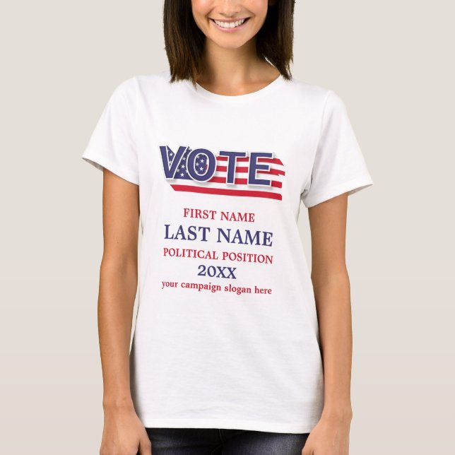 Red White And Blue Political Campaign Custom  T-Shirt (Front)