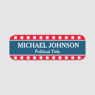 Red White And Blue Political Campaign Name Tag