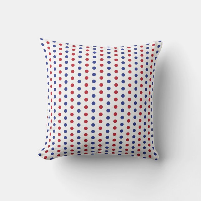 Red White and Blue Polka Dot Throw Pillow (Front)