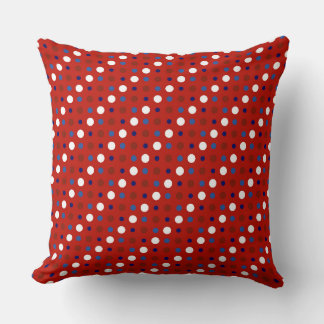Red White and Blue Polka Dots Cushion