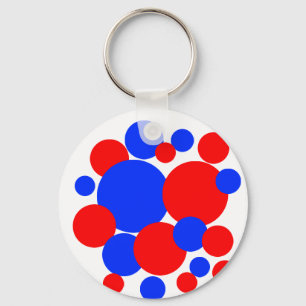 Red, White and Blue Polka Dots Key Ring