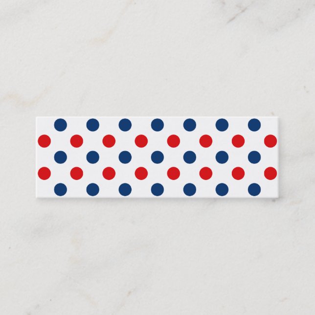 Red White and Blue Polka Dots Mini Business Card (Front)