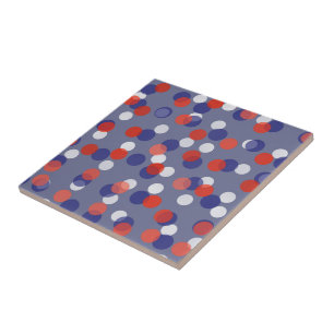 red, white and blue polka dots tile