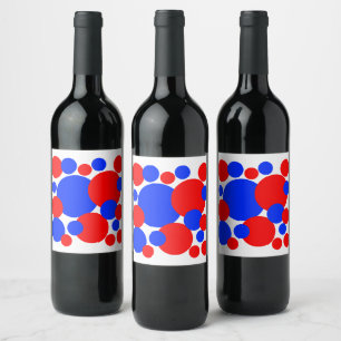 Red, White and Blue Polka Dots Wine Label
