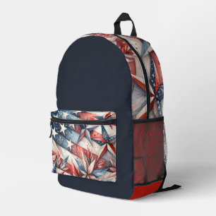 Red White and Blue Printed Backpack