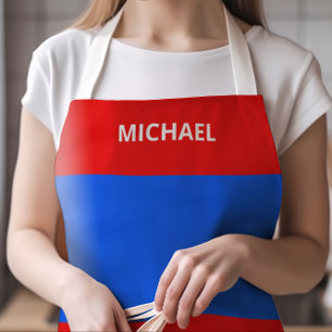 Red White and Blue Puerto Rico Flag With Name Apron