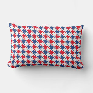 Red White and Blue Repeating Houndstooth Pattern Lumbar Cushion