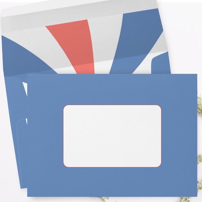 Red White and Blue Return Address Envelope (Red white and blue retro style envelope)